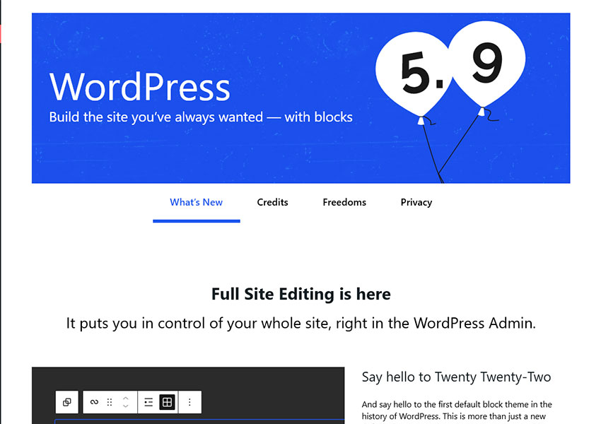 Излезе WordPress 5.9